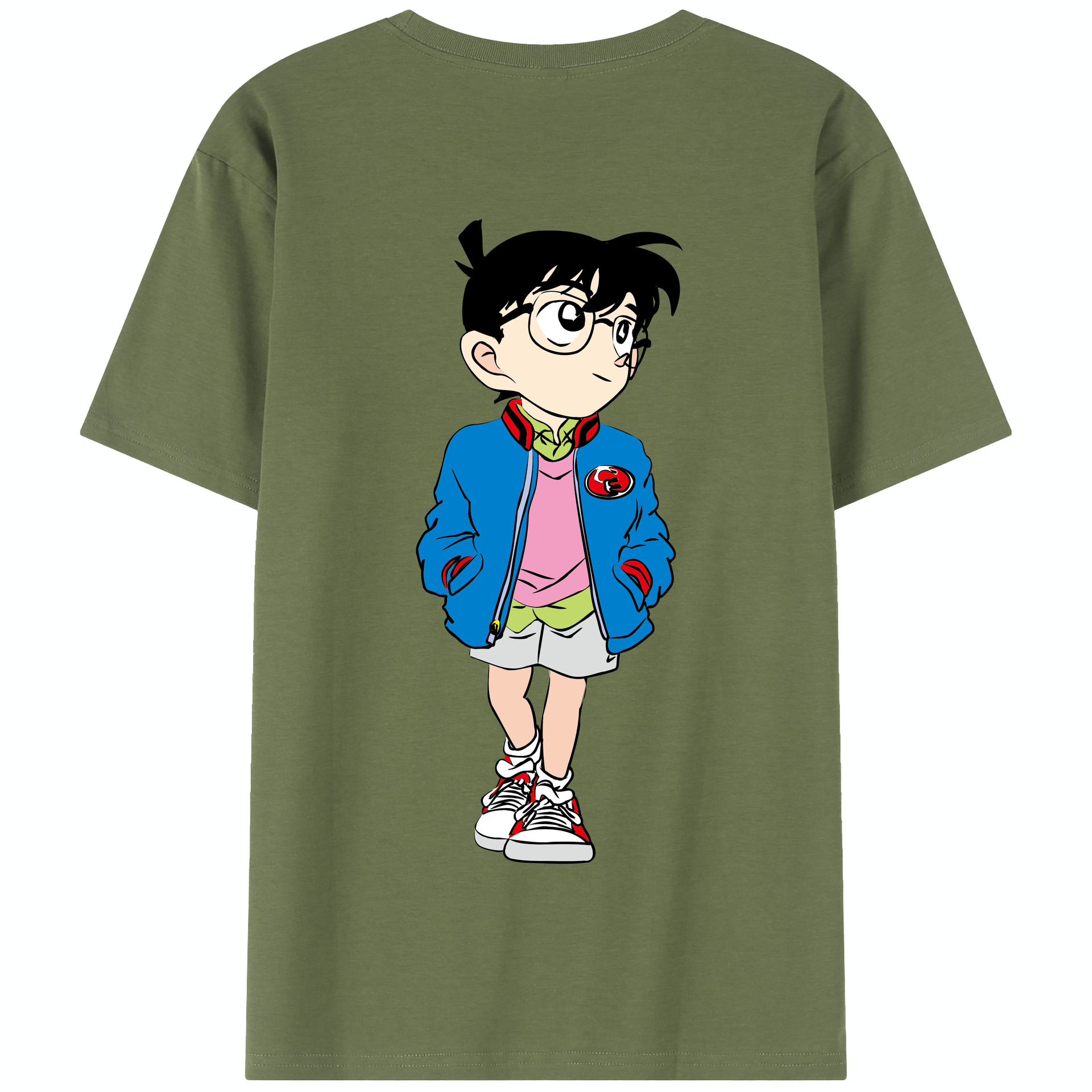 （画像用） 名探偵コナン 江戸川 コナン Detective Conan Conan Edogawa 綿100％半袖Tシャツ（背面プリント）